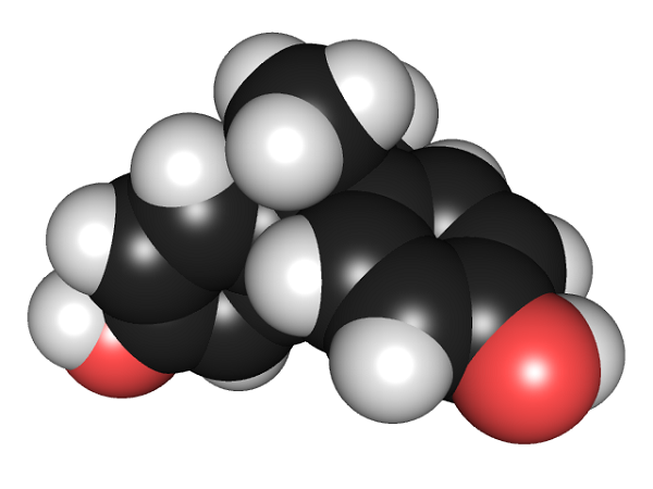  3D chemical structure of bisphenol A. 